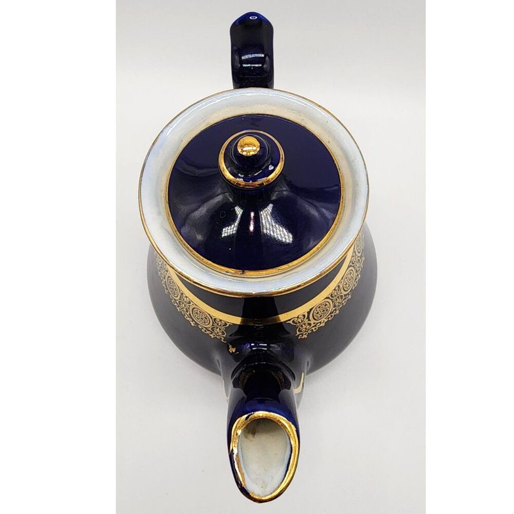 Vintage Hall Royal Blue & Gold Collectible Teapot 063X 6 Cup - Picture 6 of 9
